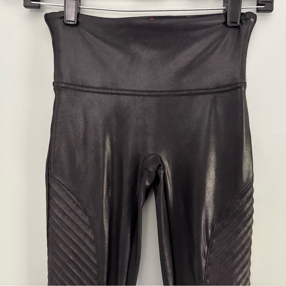 Spanx Black Faux Leather Moto Leggings Size S - Picture 4 of 10